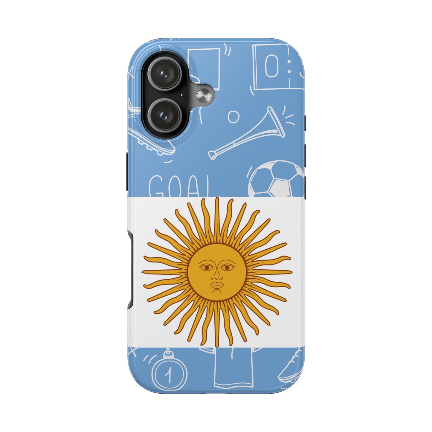 Argentina Flag Tough Phone Case — Soccer Sun Design, Durable Protective Phone Cover