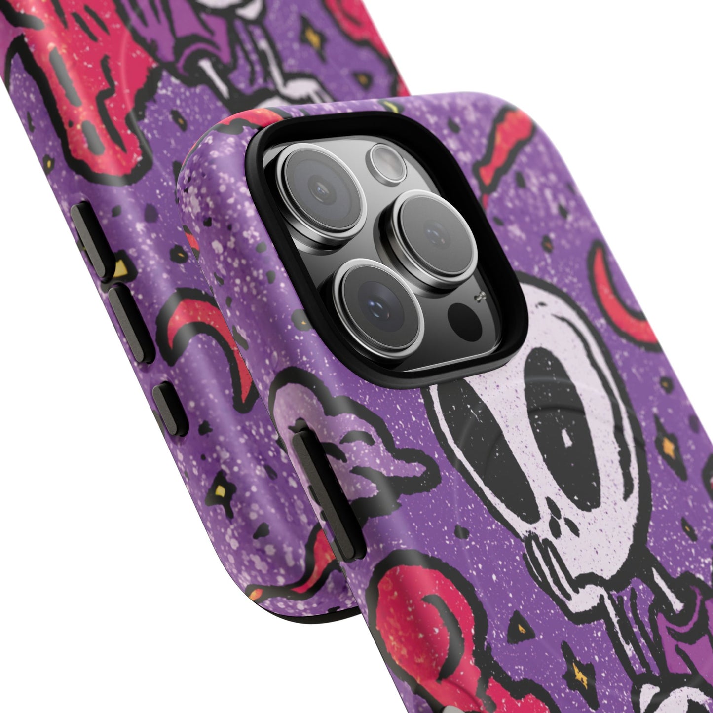 Alien Mushroom Phone Case — Cute Skeletal Space Illustration Tough Magnetic Case