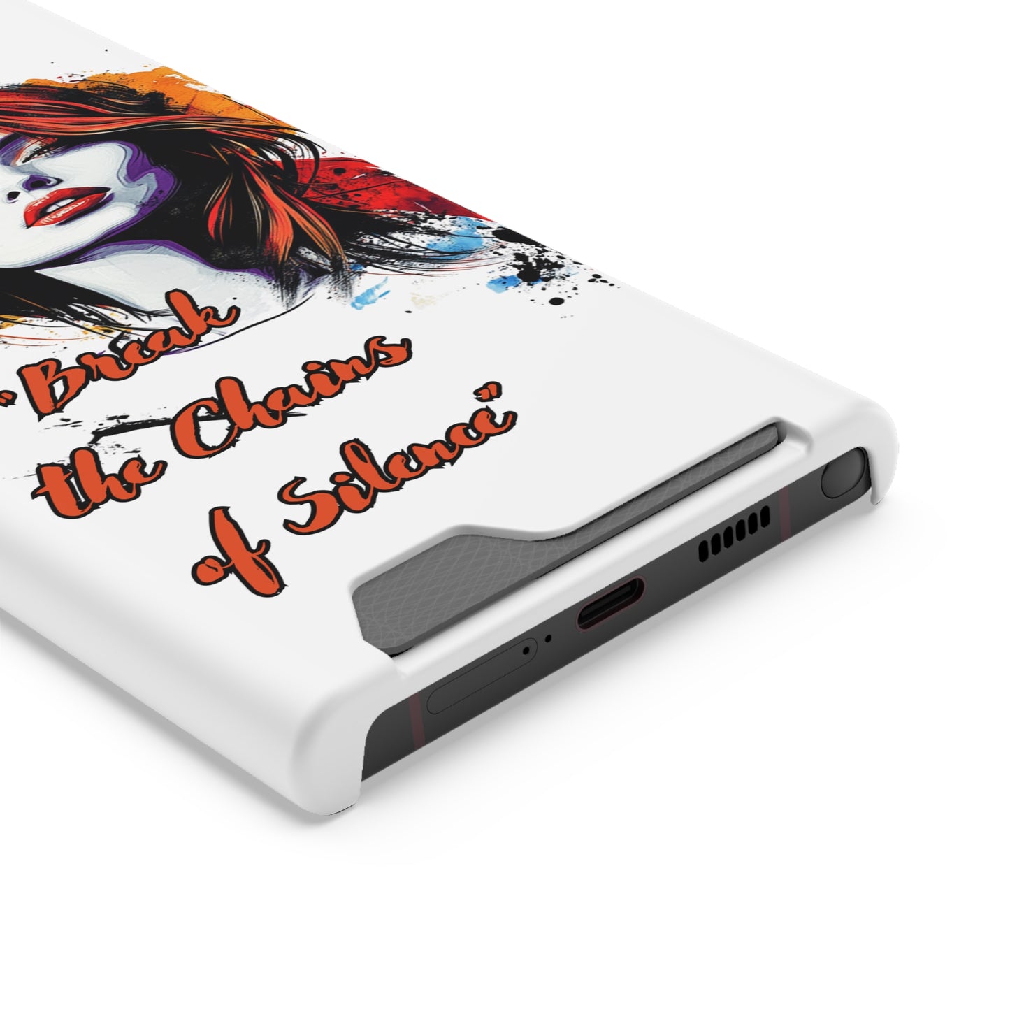 Artistic Phone Case With Card Holder for Empowerment | Break the Chains of Silence, Trendy Gift for Friends, Unique Phone Accessories, [...]
