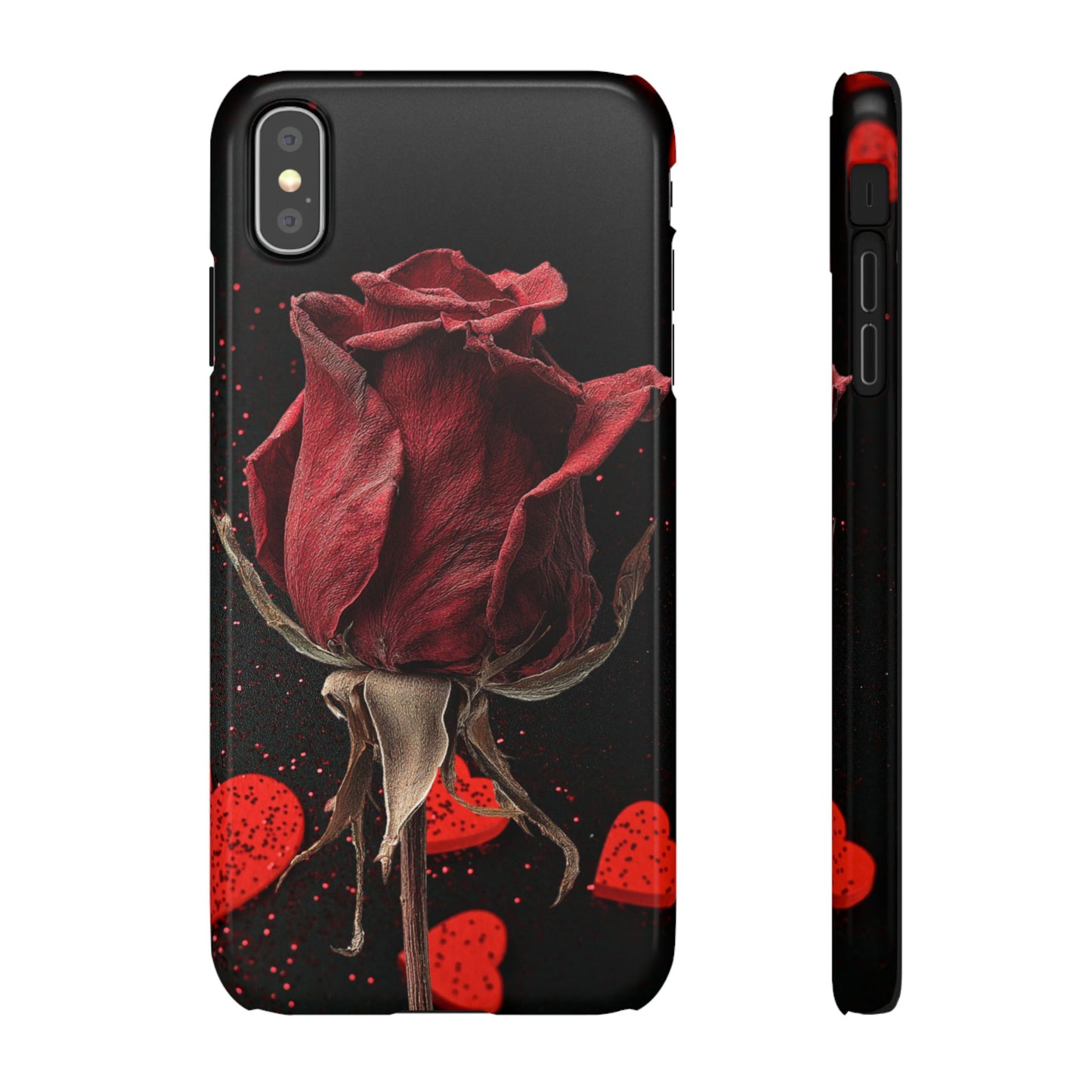 Romantic Rose Snap Case, Floral Phone Cover, Valentines Day Gift, Trendy Mobile Accessory, Heart Design Case, Elegant Phone Protector