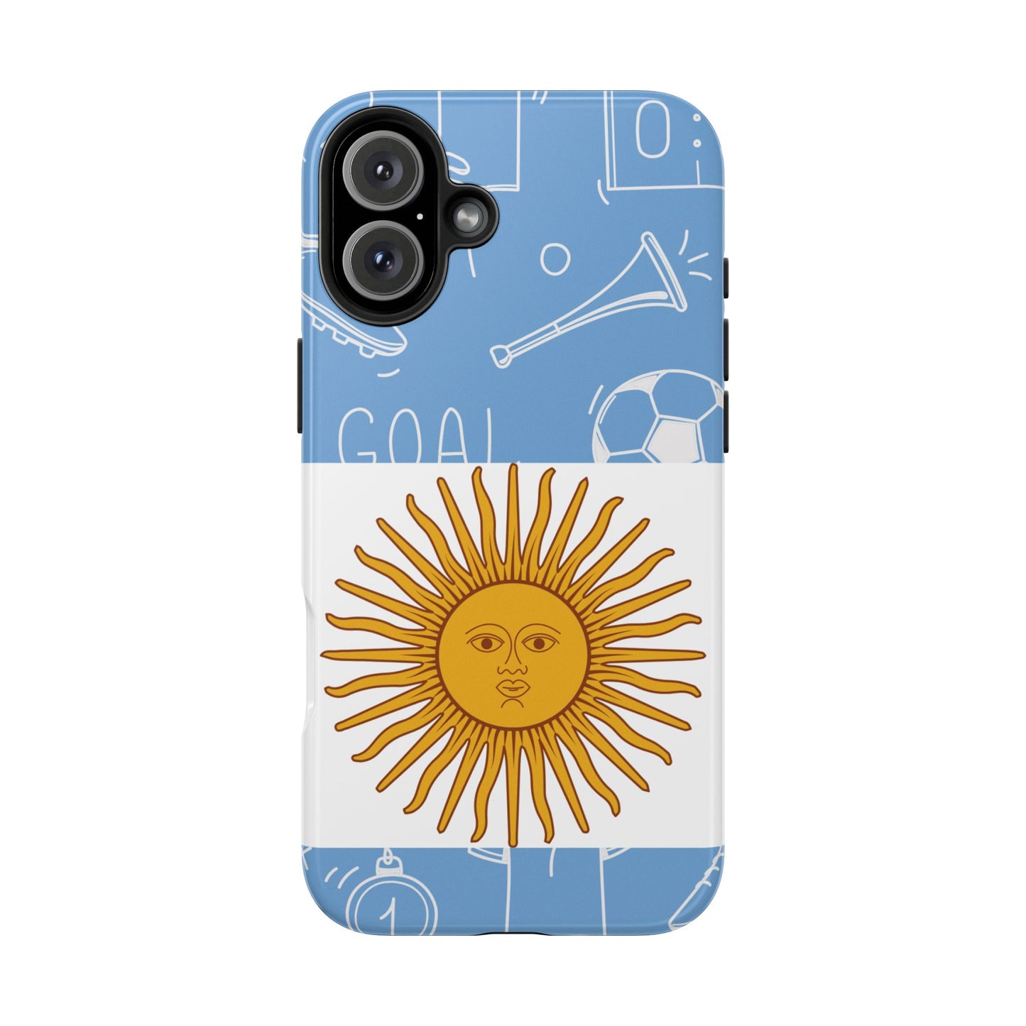 Argentina Flag Tough Phone Case — Soccer Sun Design, Durable Protective Phone Cover