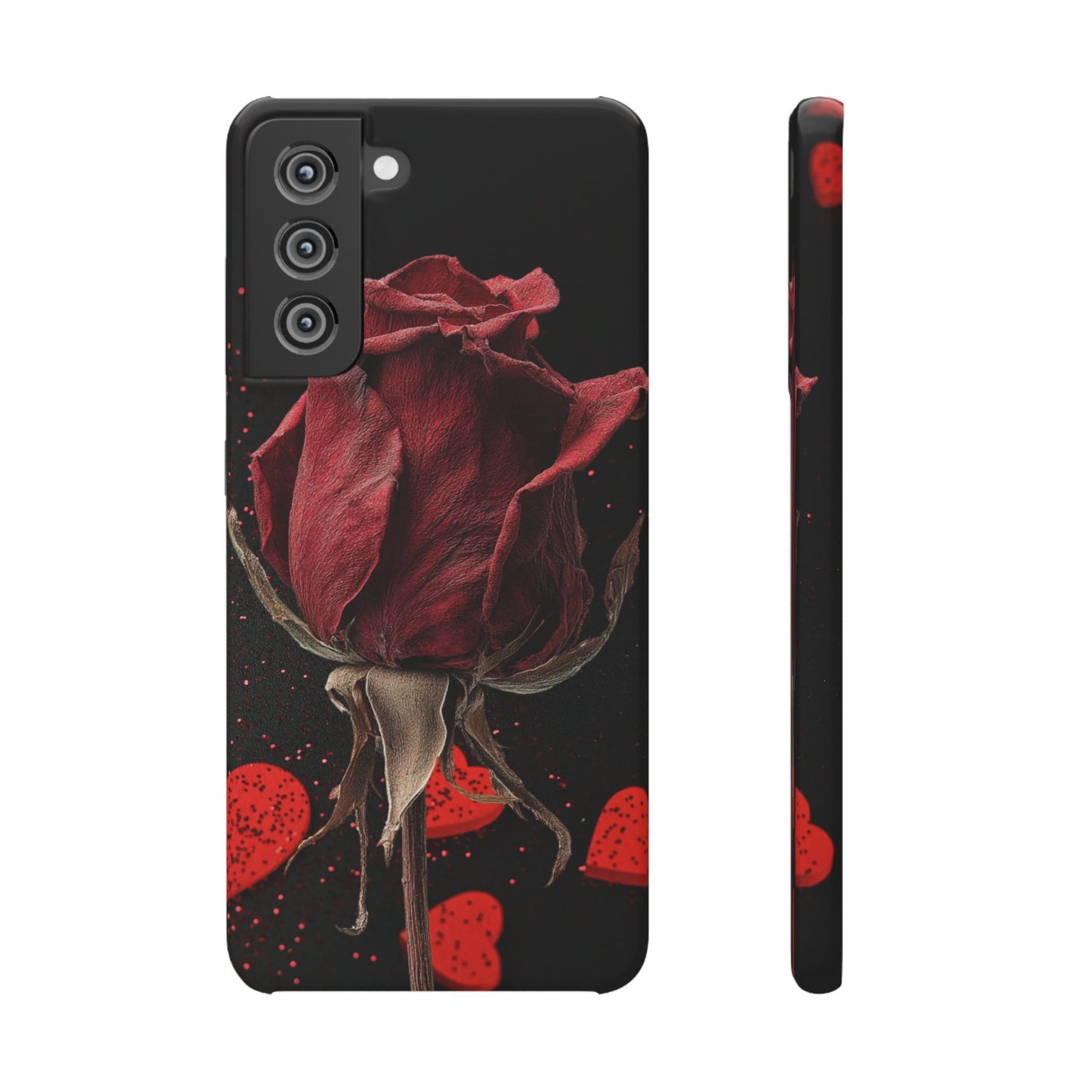 Romantic Rose Snap Case, Floral Phone Cover, Valentines Day Gift, Trendy Mobile Accessory, Heart Design Case, Elegant Phone Protector