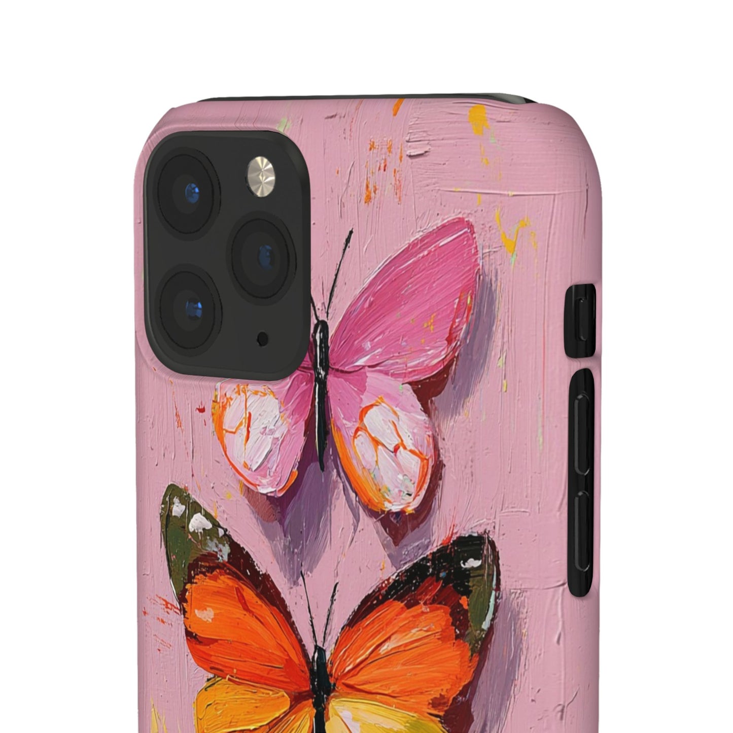 Pink Butterfly Snap Case Cover For iPhone and Samsung