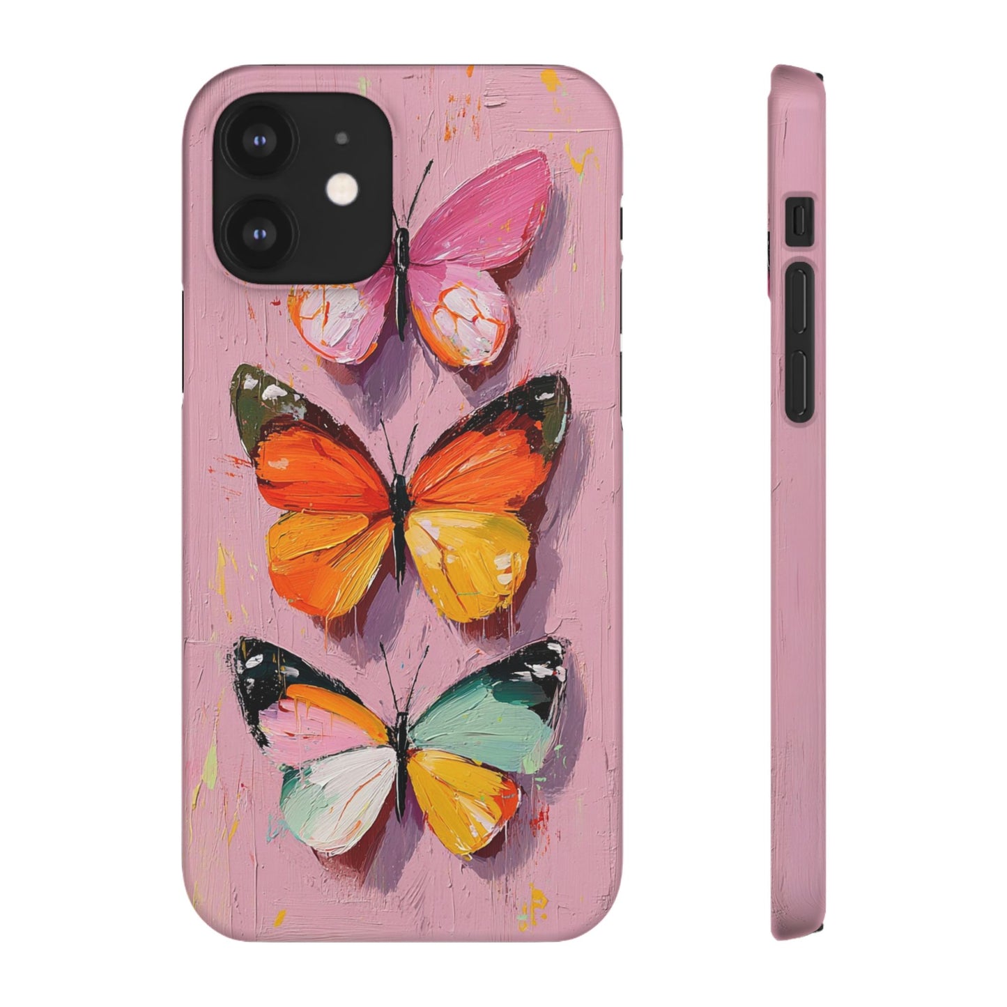 Pink Butterfly Snap Case Cover For iPhone and Samsung