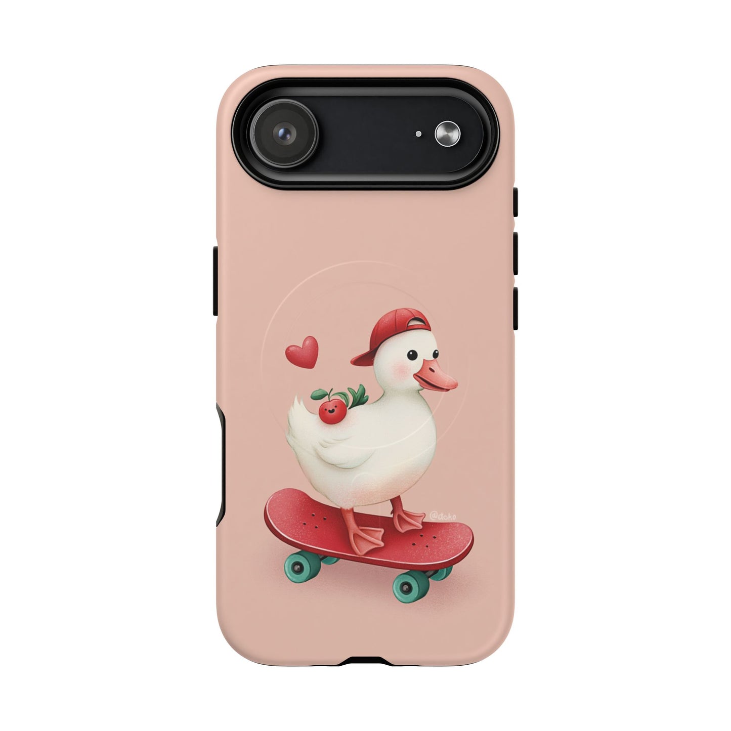 Duck Skateboard Magnetic Phone Case — Cute Pink Protective iPhone Cover