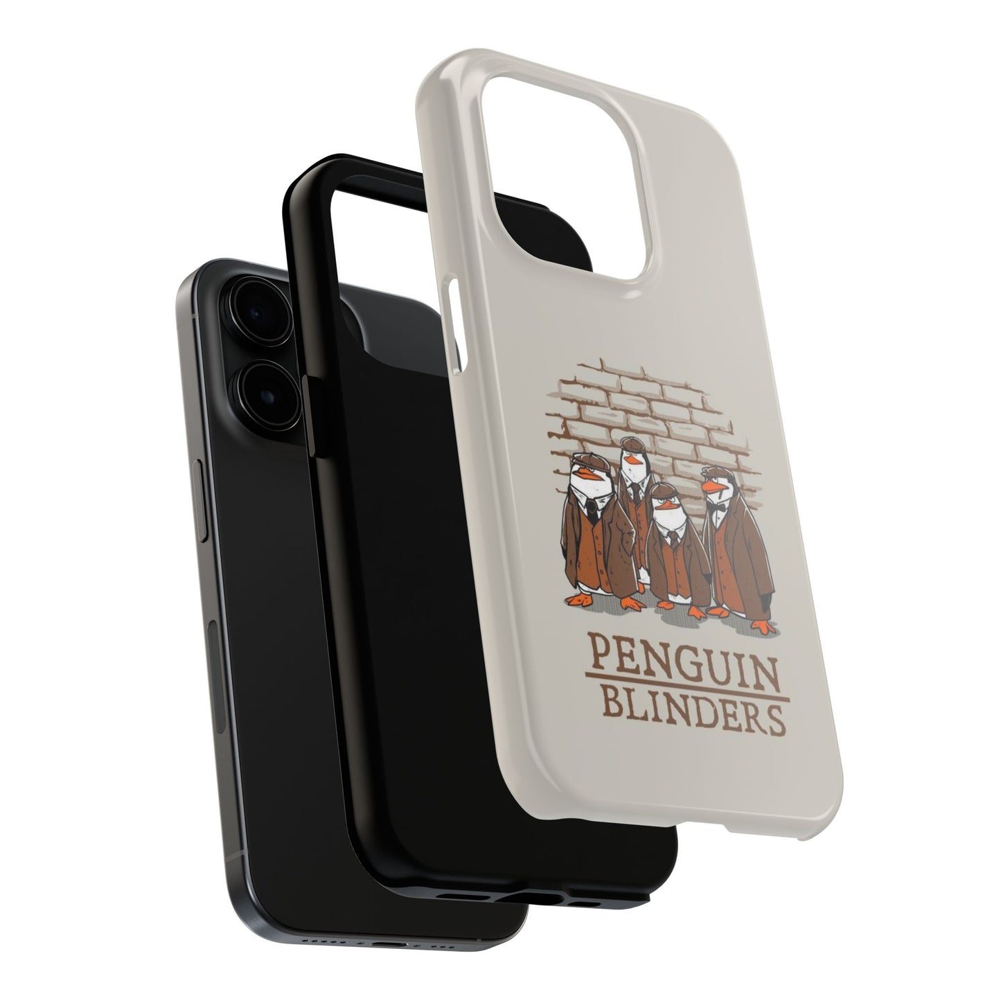 Penguin Blinders Vintage Grey Phone Case | iPhone 17 Tough Case