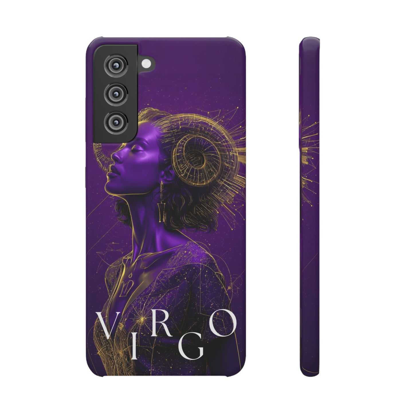Purple & Gold Celestial Virgo Phone Case – Snap Cover for Samsung & iPhone