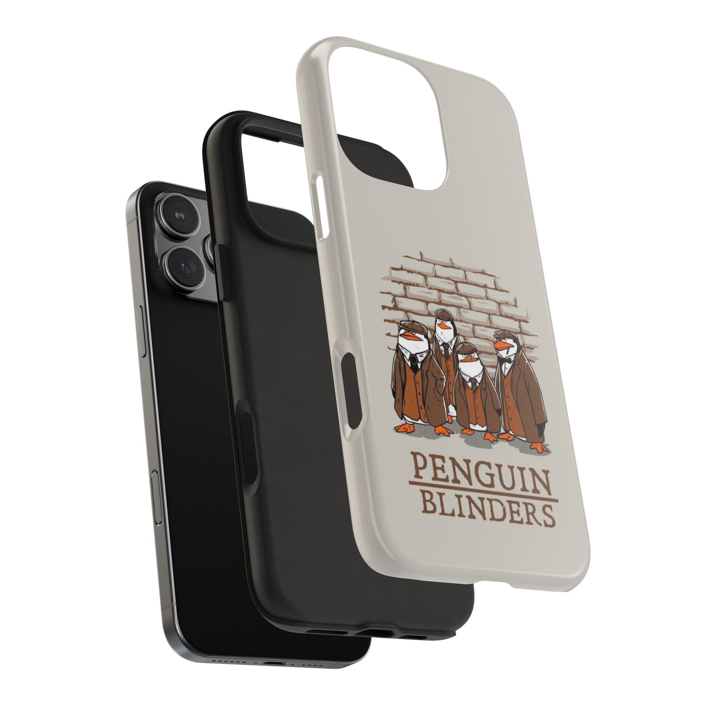 Penguin Blinders Vintage Grey Phone Case | iPhone 17 Tough Case