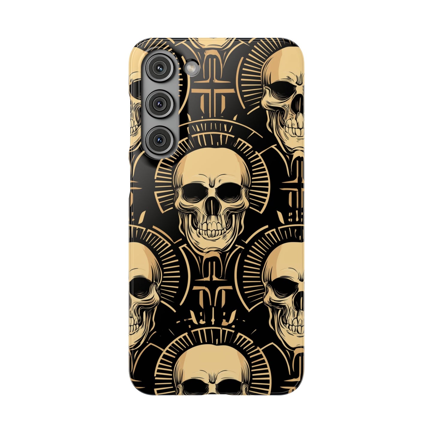 Skull Print Snap Case, Edgy Phone Cover for Goth Lovers, Protective Shell for Halloween, Unique Gift for Him or Her