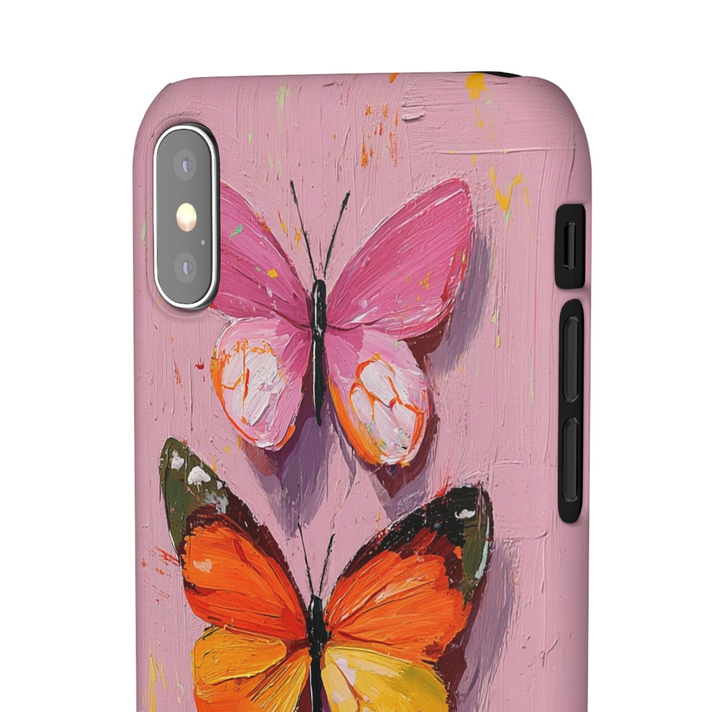 Pink Butterfly Snap Case Cover For iPhone and Samsung