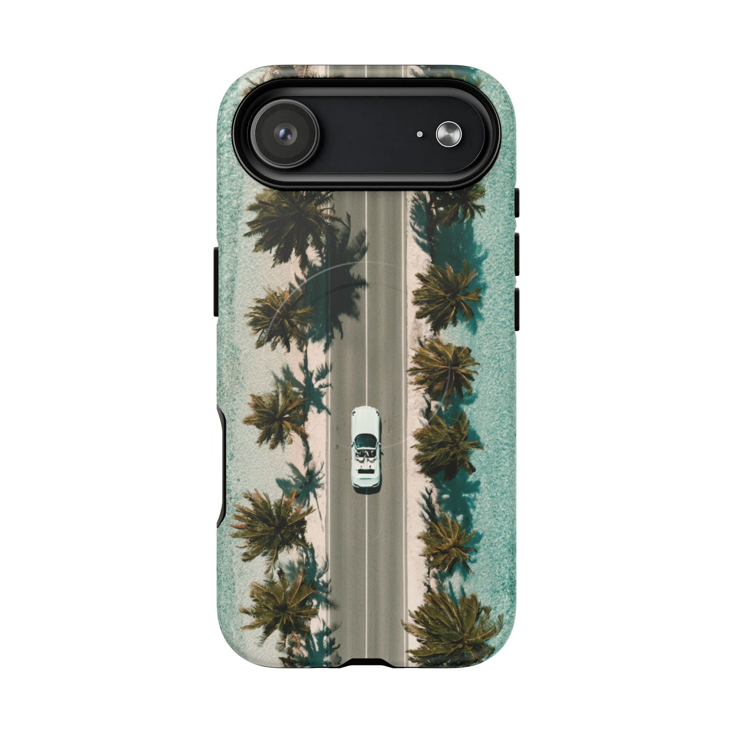 Palm Road Tough Magnetic Phone Case — Coastal Aerial Car Design