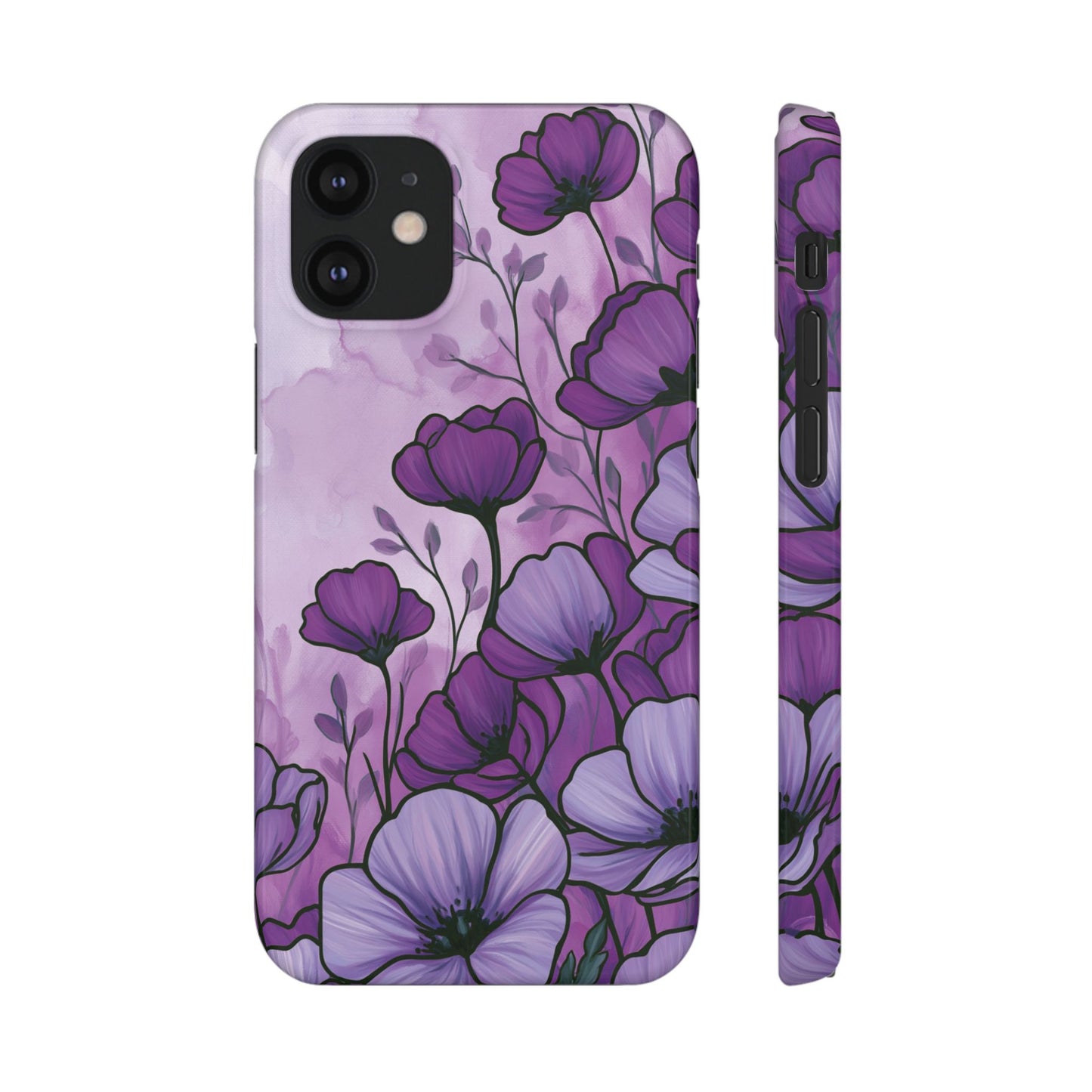 Purple Floral Phone Case – Violet Watercolor Poppy Snap Case