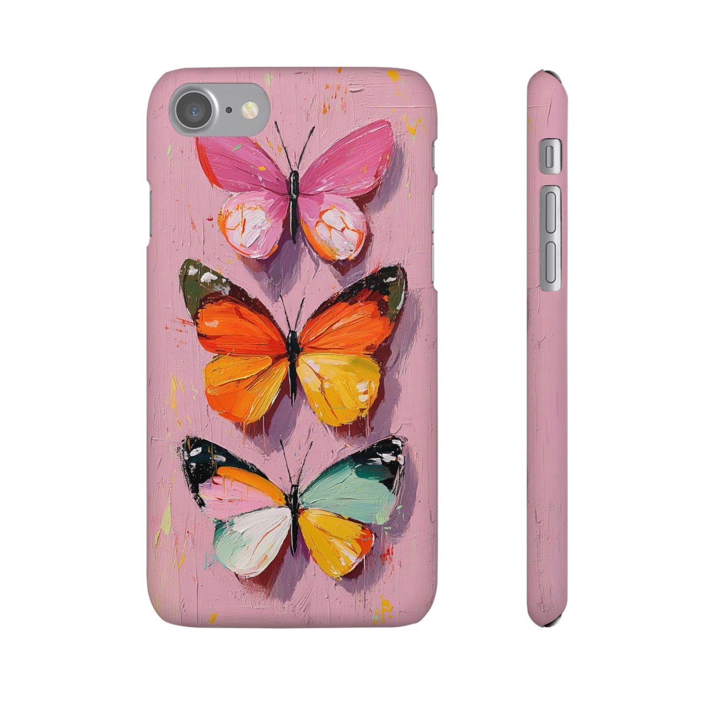 Pink Butterfly Snap Case Cover For iPhone and Samsung