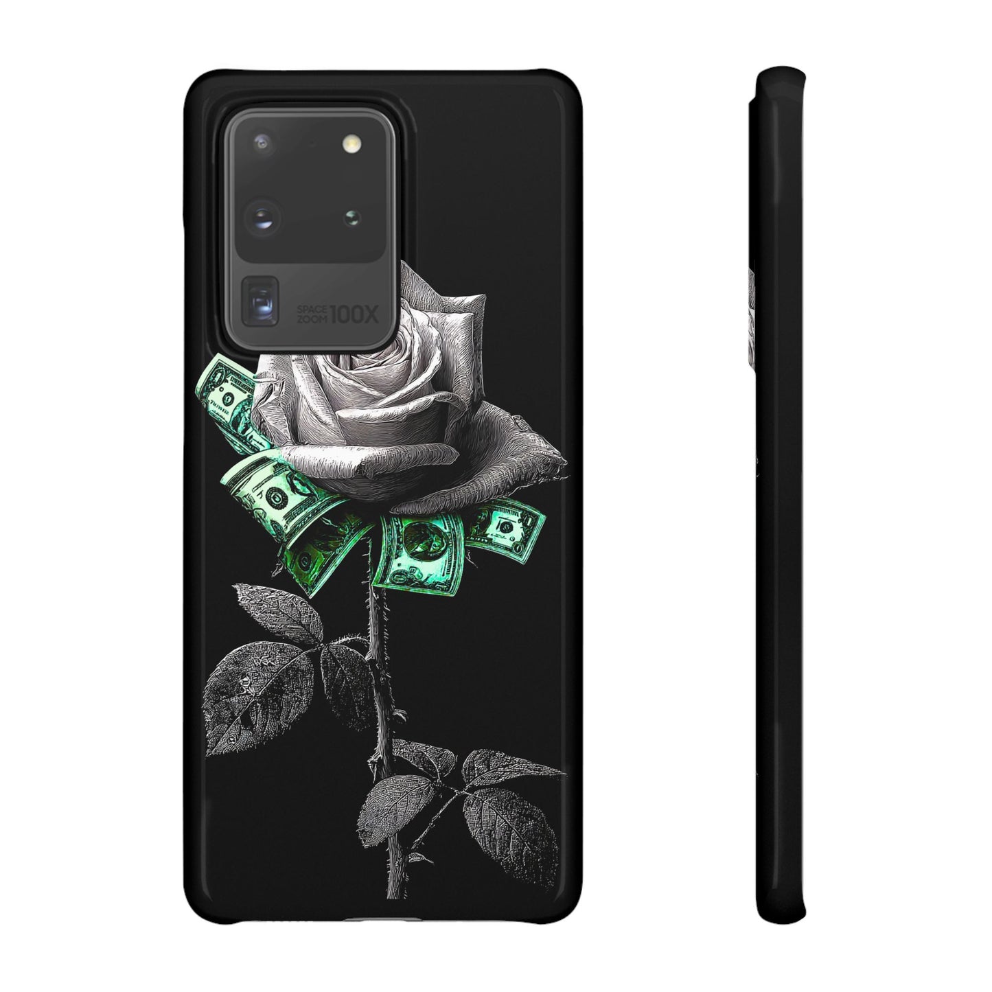 Stylish Rose & Money Snap Case - Floral Phone Protection, Trendy Gift for Him/Her, Birthday Present, Accessories for Teens