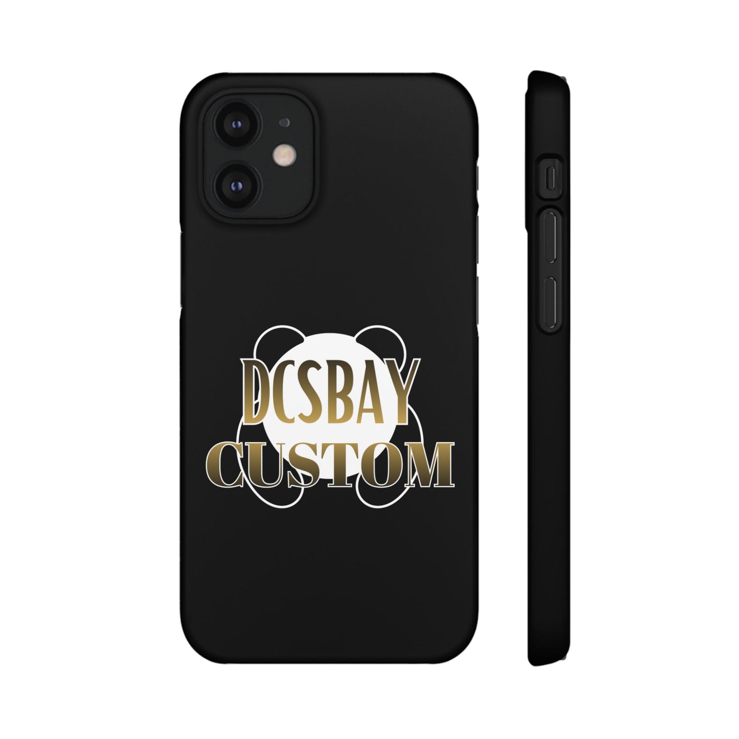 Phone Case — Glossy Black Custom "DCSBAY CUSTOM" Logo Snap Case