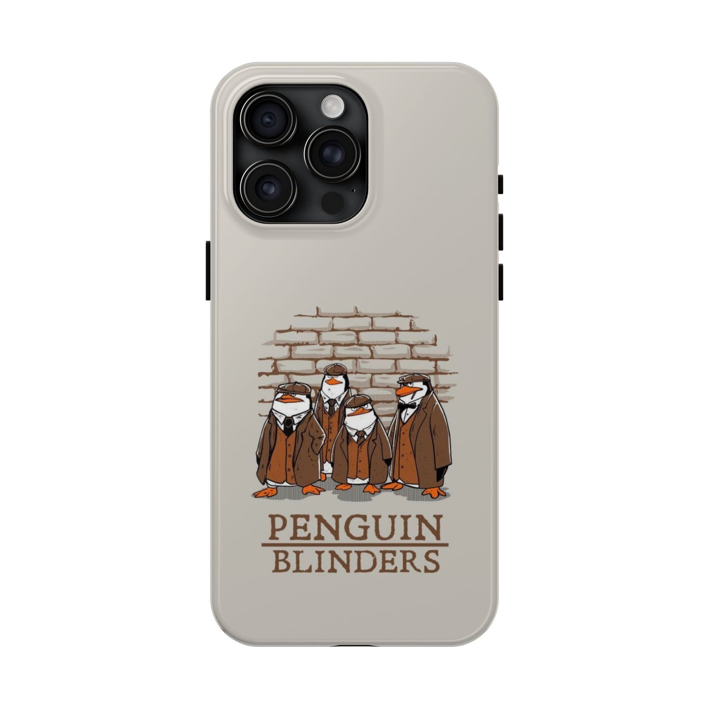 Penguin Blinders Vintage Grey Phone Case | iPhone 17 Tough Case