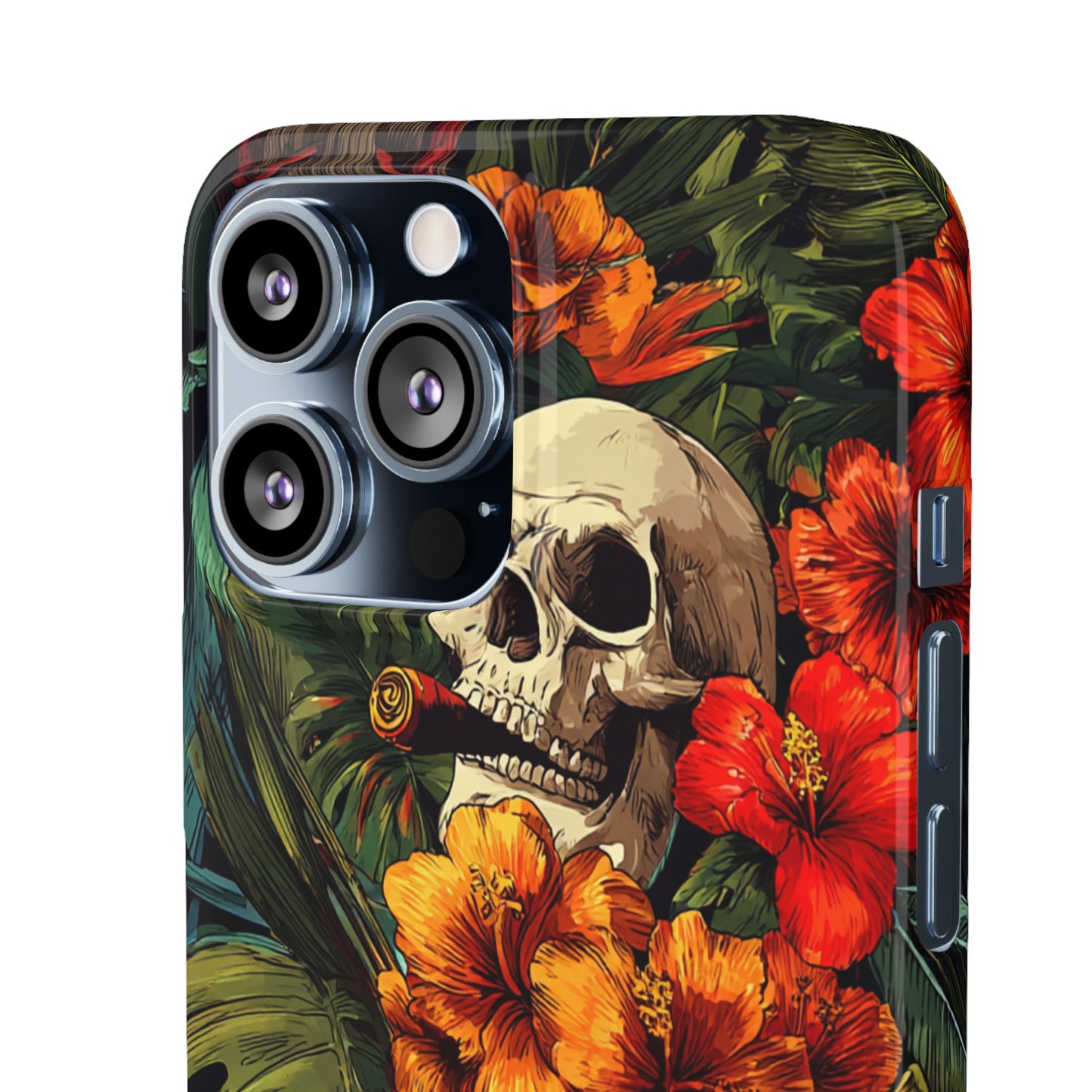 Tropical Skull Phone Case - Vibrant Floral Design, Skull Case for iPhone, Unique Tropical Art, Gift for Beach Lovers, Halloween Decor