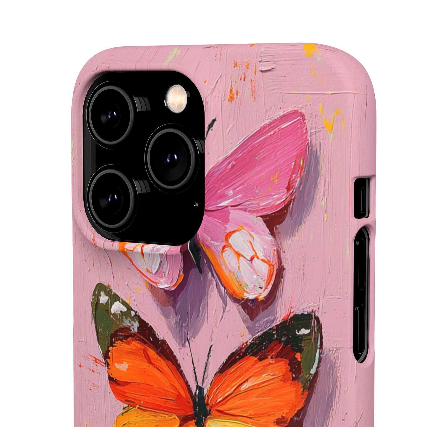Pink Butterfly Snap Case Cover For iPhone and Samsung