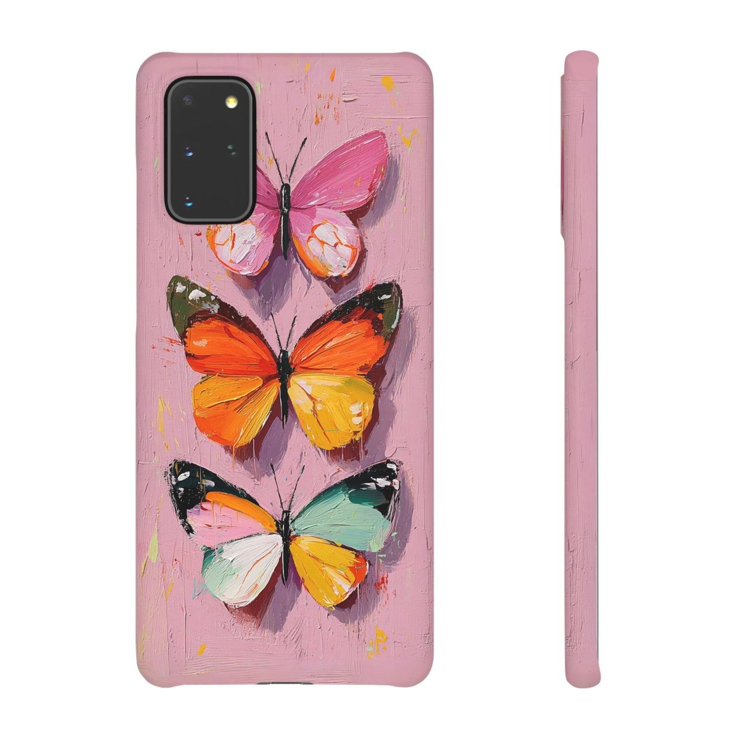 Pink Butterfly Snap Case Cover For iPhone and Samsung