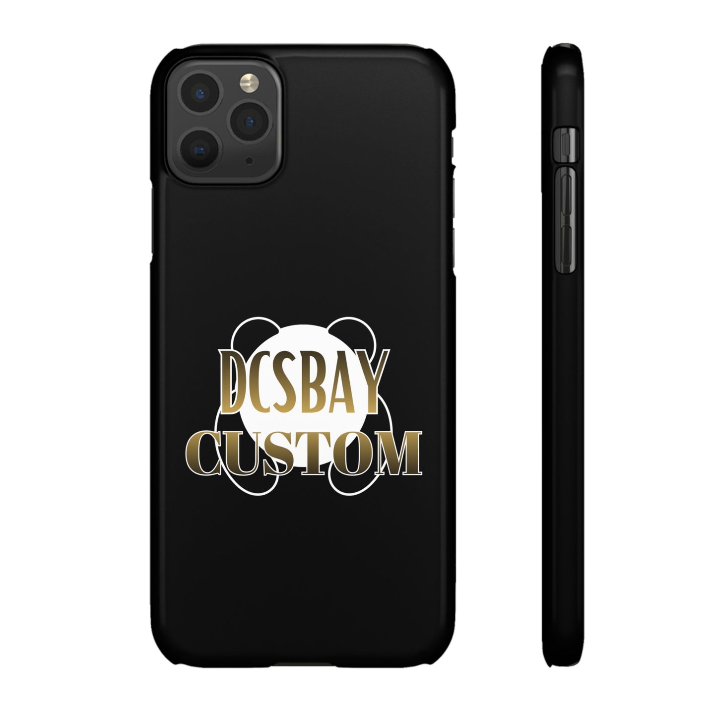 Phone Case — Glossy Black Custom "DCSBAY CUSTOM" Logo Snap Case