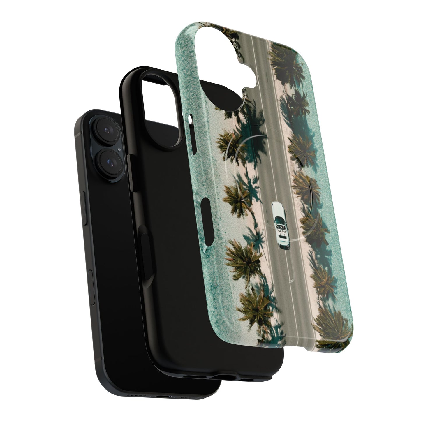 Palm Road Tough Magnetic Phone Case — Coastal Aerial Car Design