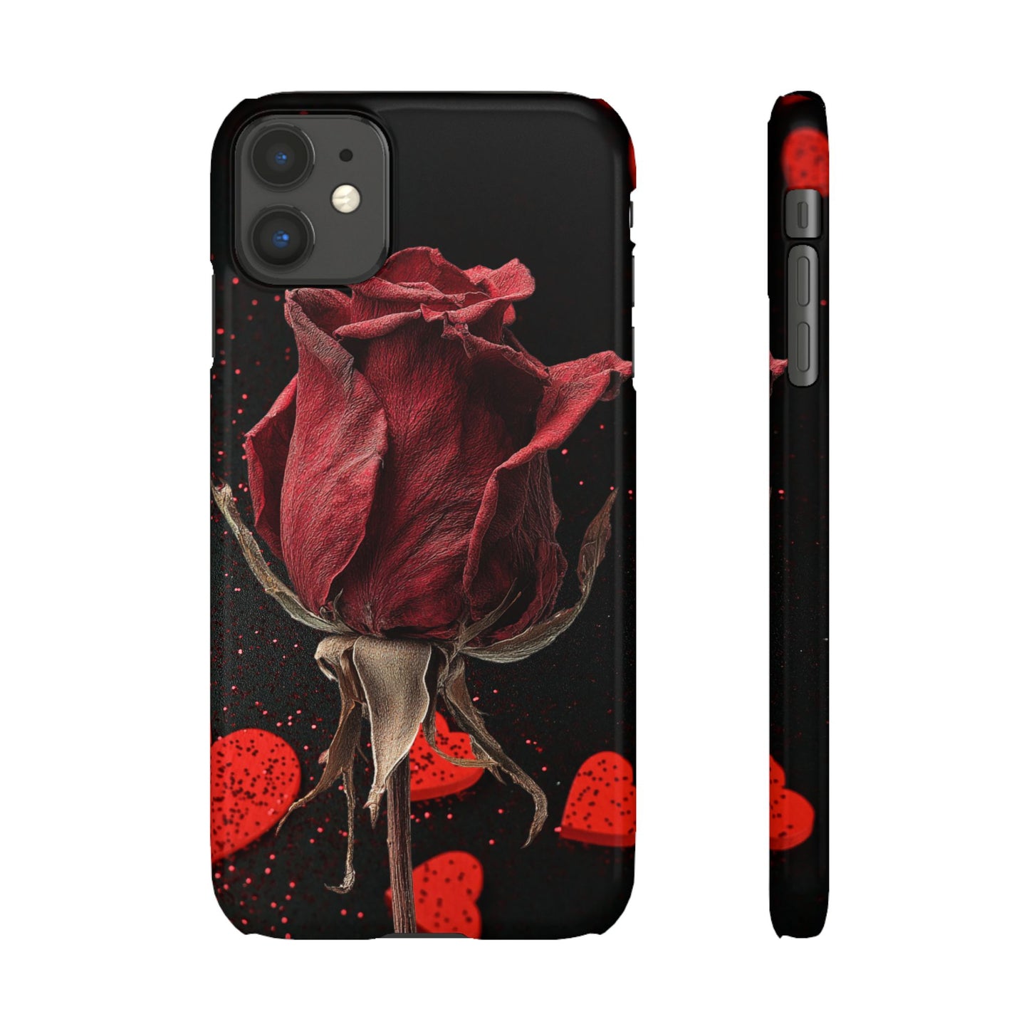 Romantic Rose Snap Case, Floral Phone Cover, Valentines Day Gift, Trendy Mobile Accessory, Heart Design Case, Elegant Phone Protector