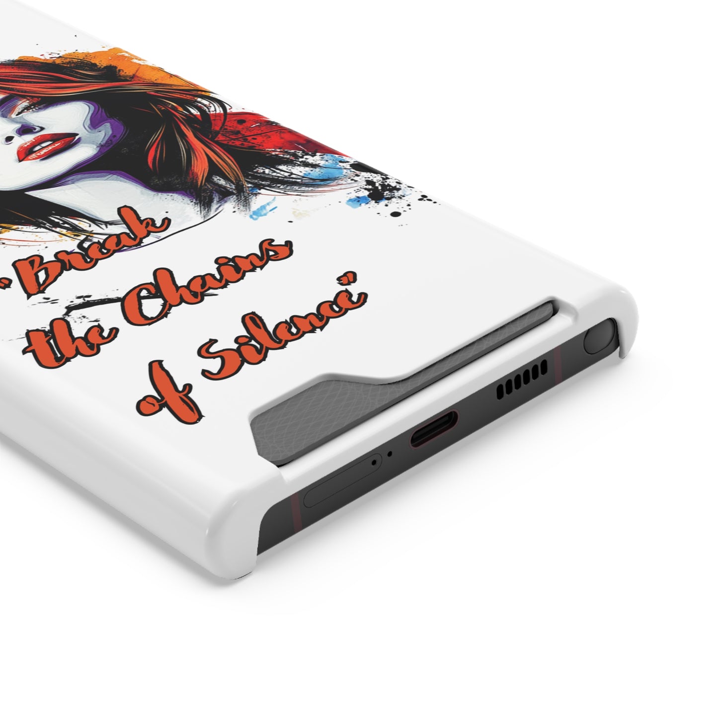 Artistic Phone Case With Card Holder for Empowerment | Break the Chains of Silence, Trendy Gift for Friends, Unique Phone Accessories, [...]