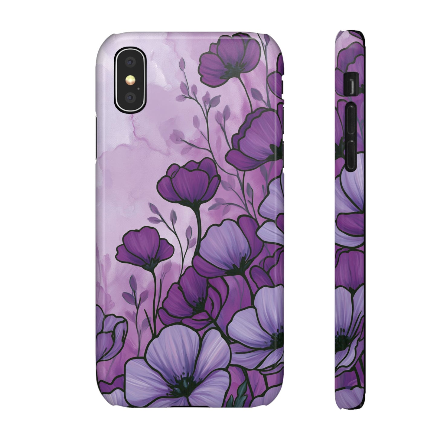 Purple Floral Phone Case – Violet Watercolor Poppy Snap Case