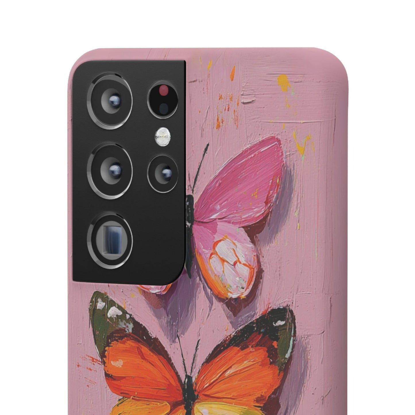 Pink Butterfly Snap Case Cover For iPhone and Samsung