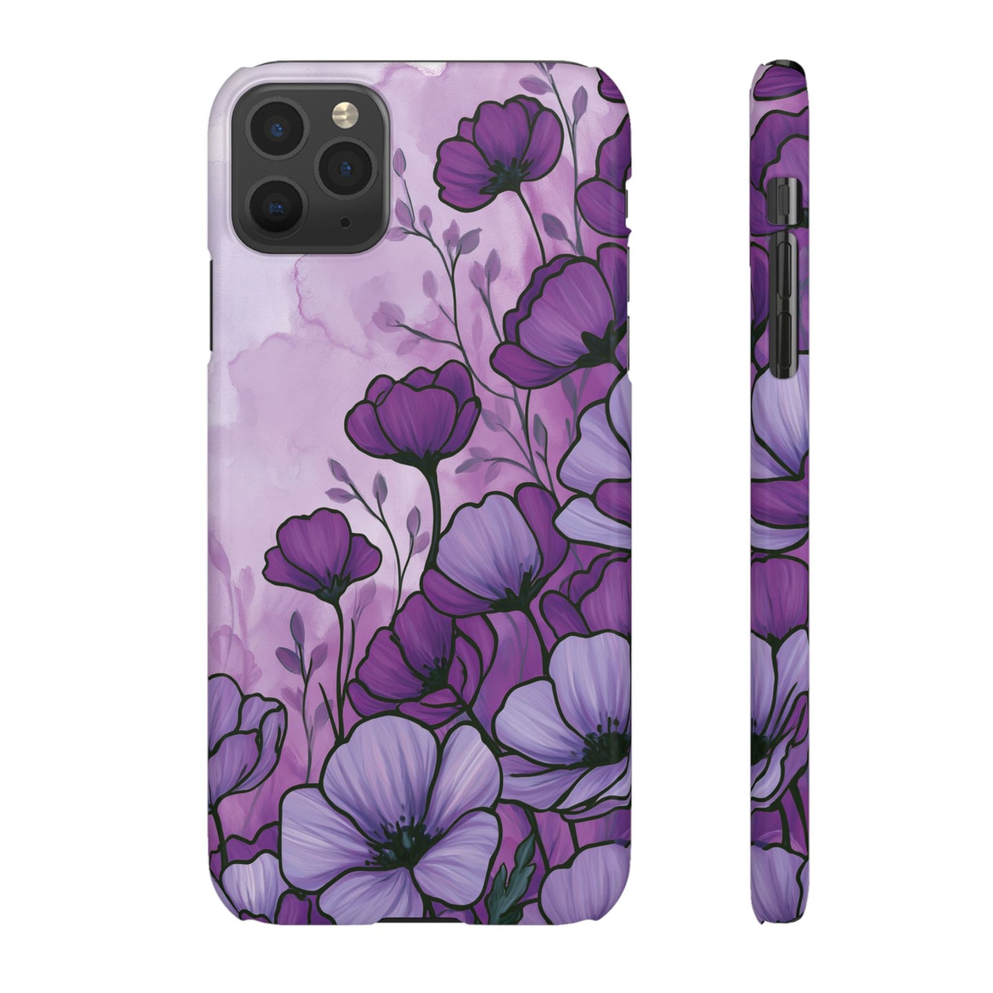 Purple Floral Phone Case – Violet Watercolor Poppy Snap Case