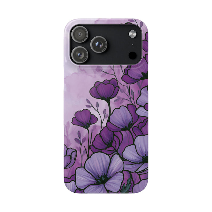 Purple Floral Phone Case – Violet Watercolor Poppy Snap Case