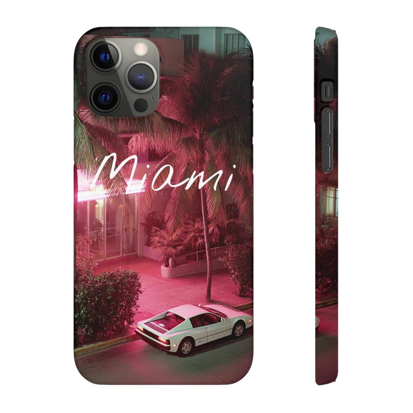 Miami Vibes Snap Case, Tropical Phone Cover, Summer Accessory, Gift for Travel Lovers, Neon Aesthetic, Beach-themed Tech