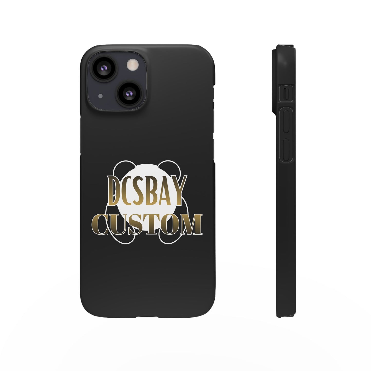 Phone Case — Glossy Black Custom "DCSBAY CUSTOM" Logo Snap Case