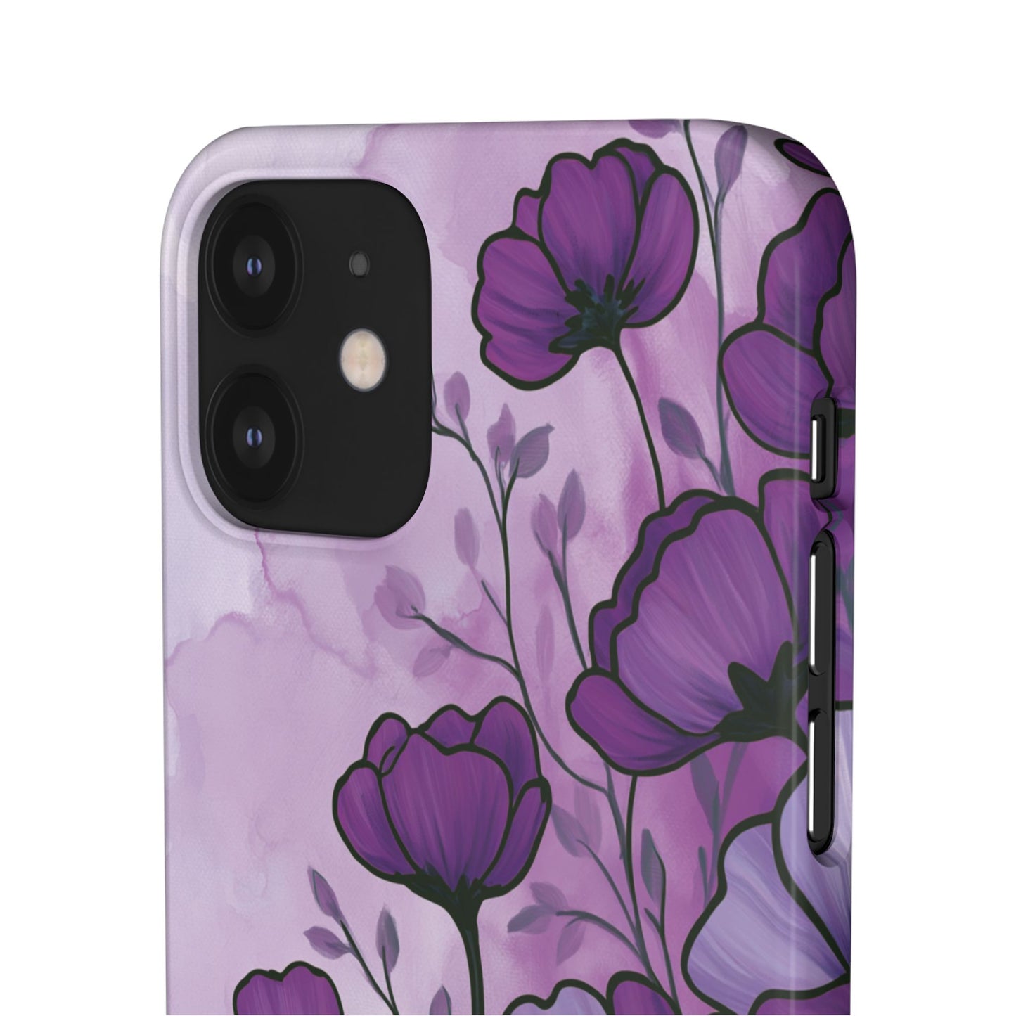 Purple Floral Phone Case – Violet Watercolor Poppy Snap Case