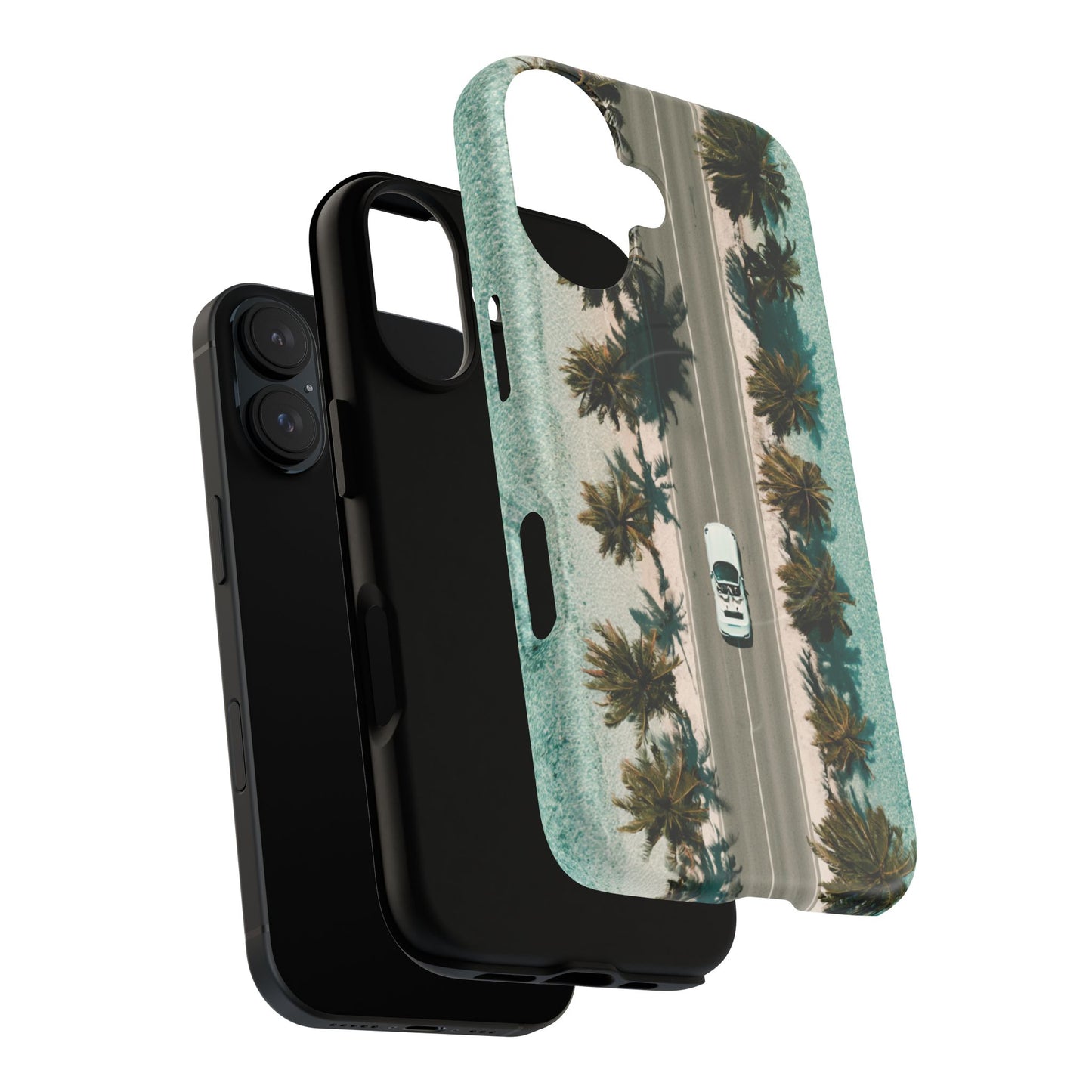 Palm Road Tough Magnetic Phone Case — Coastal Aerial Car Design