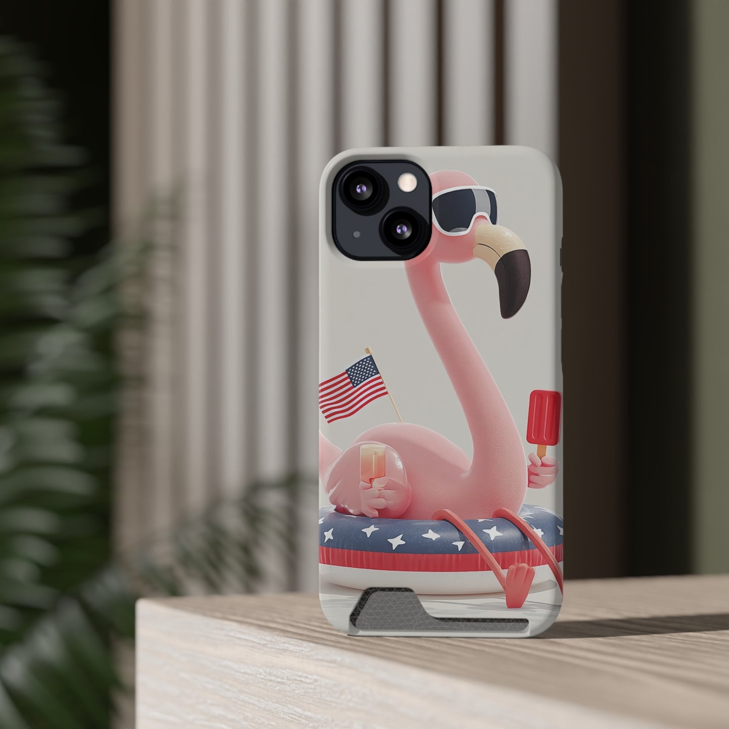 Summer Vibes Phone Case with Card Holder, Cute Flamingo Design, Tropical Cell Phone Accessory, Beach Lover Gift, Fun Summer Accessory, [...]