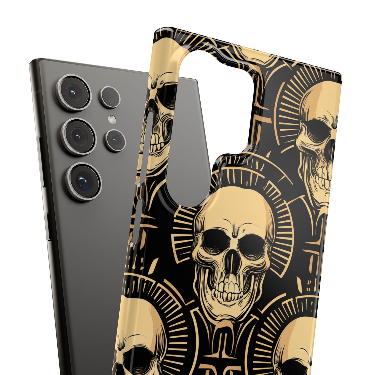 Skull Print Snap Case, Edgy Phone Cover for Goth Lovers, Protective Shell for Halloween, Unique Gift for Him or Her