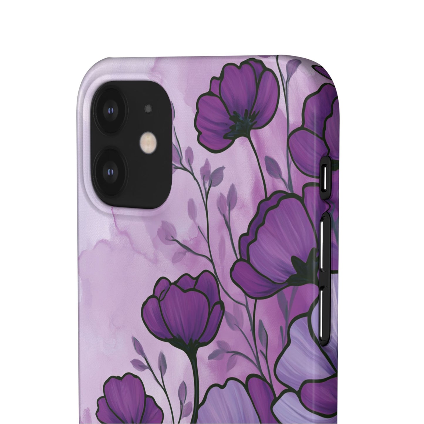 Purple Floral Phone Case – Violet Watercolor Poppy Snap Case