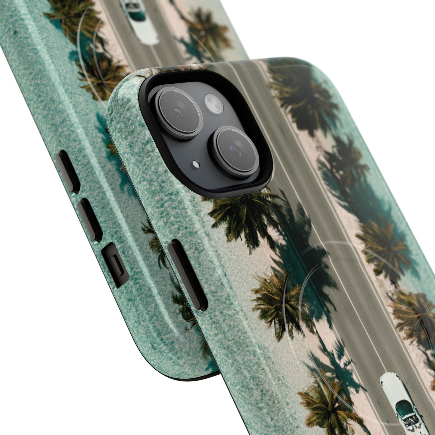 Palm Road Tough Magnetic Phone Case — Coastal Aerial Car Design
