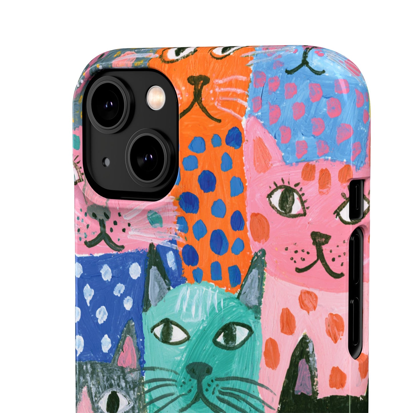Colorful Cat Pattern Phone Case – Cute Multicolor Kitty Snap Case