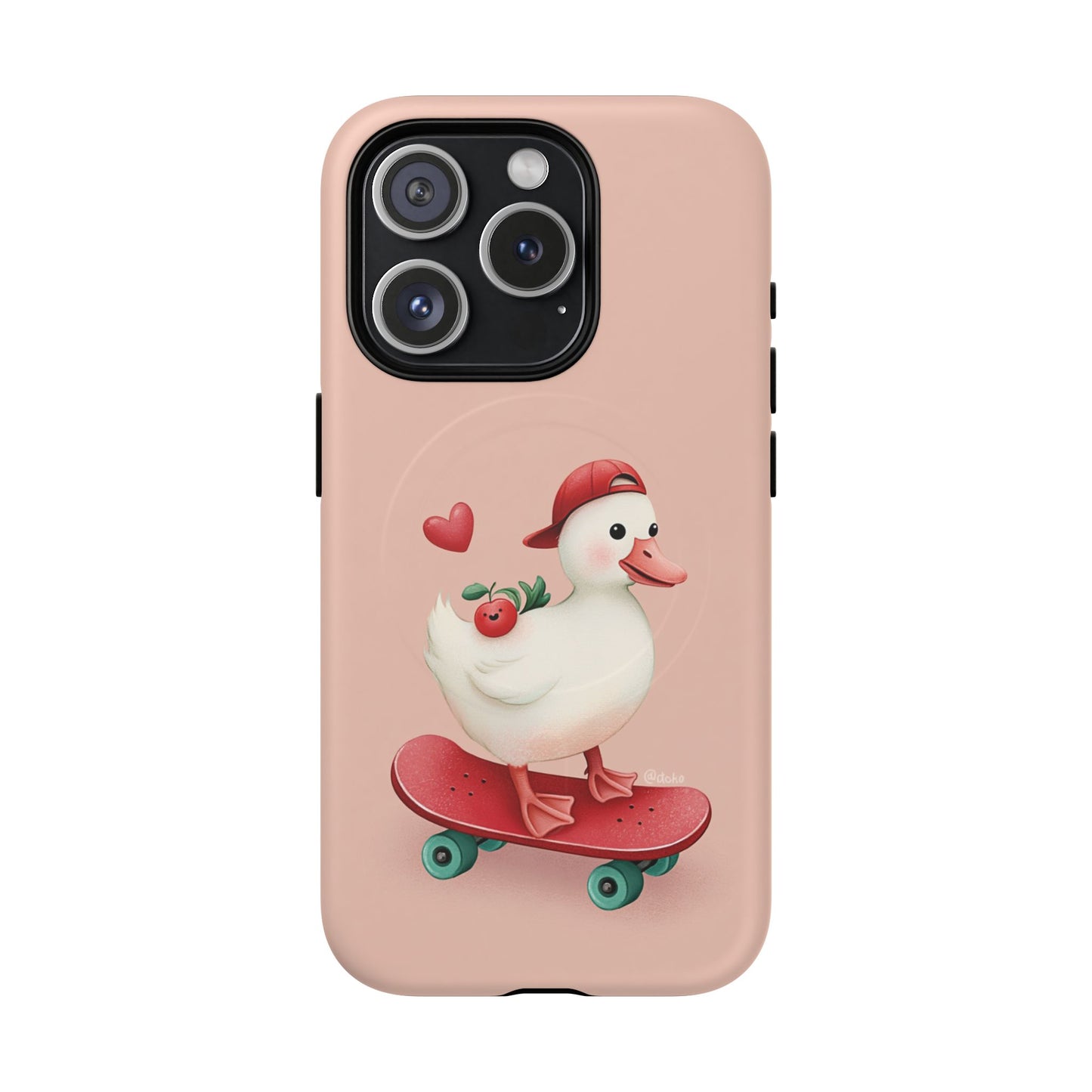 Duck Skateboard Magnetic Phone Case — Cute Pink Protective iPhone Cover