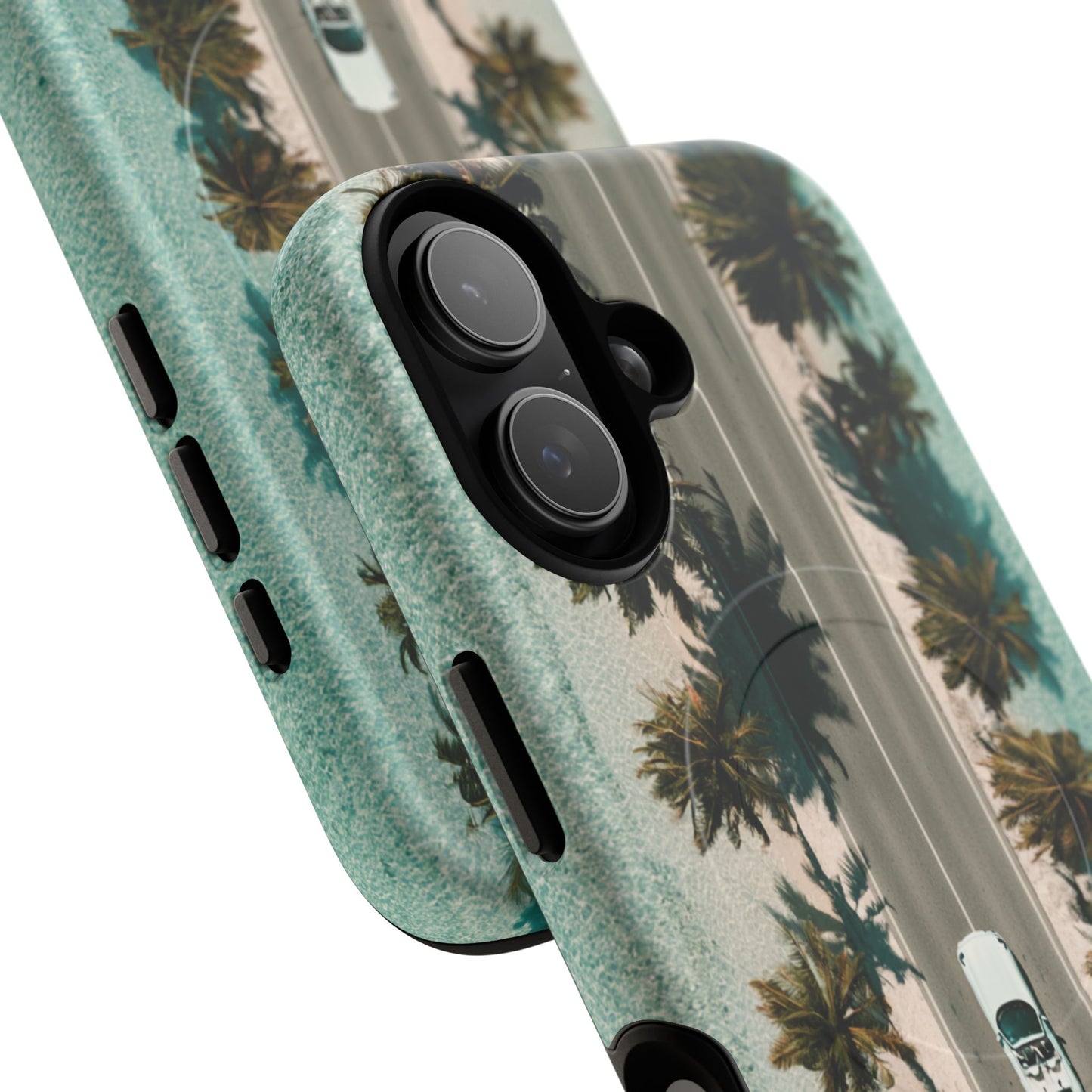 Palm Road Tough Magnetic Phone Case — Coastal Aerial Car Design