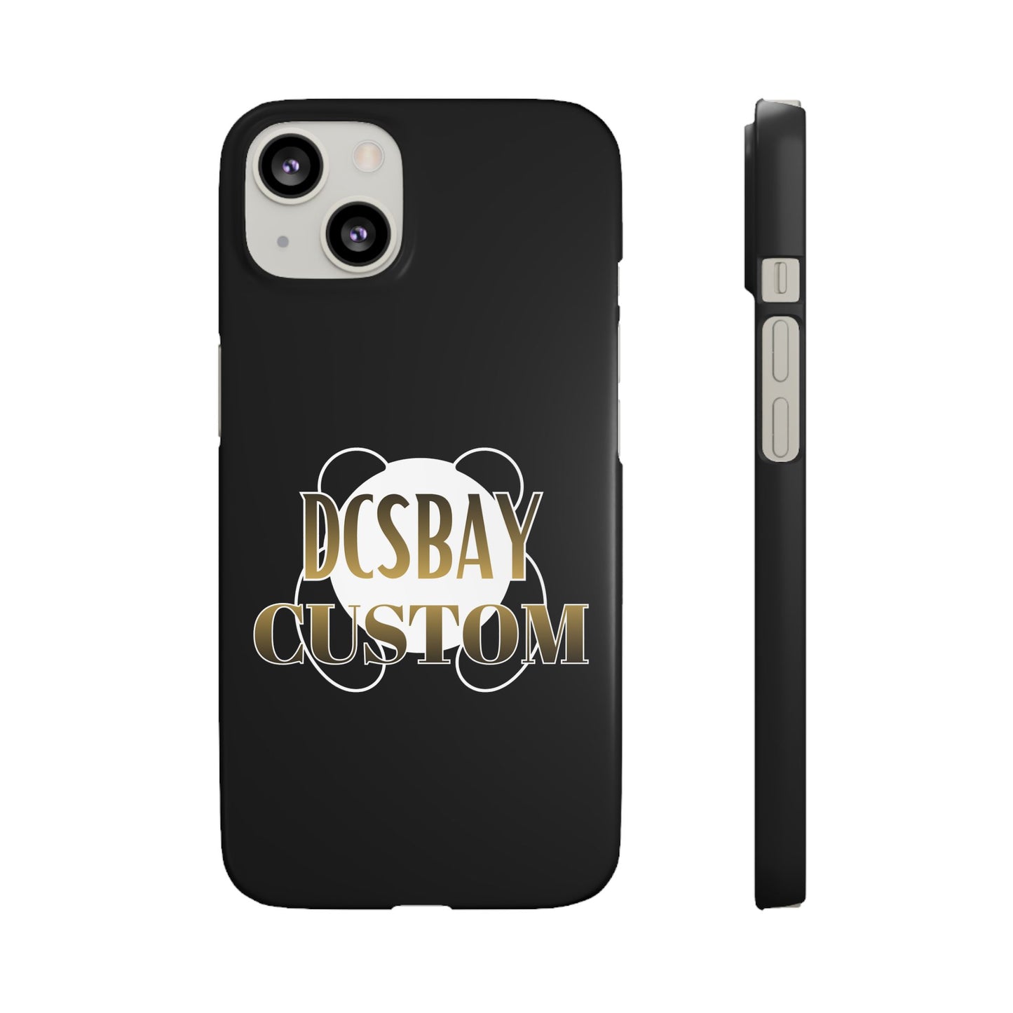 Phone Case — Glossy Black Custom "DCSBAY CUSTOM" Logo Snap Case