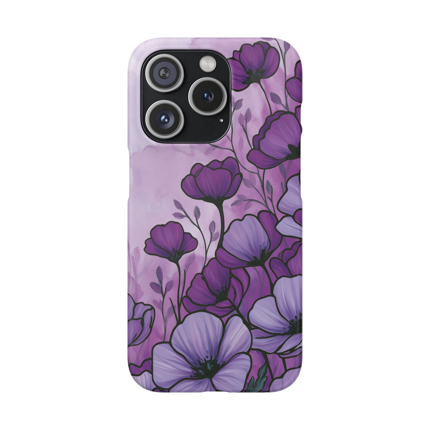 Purple Floral Phone Case – Violet Watercolor Poppy Snap Case