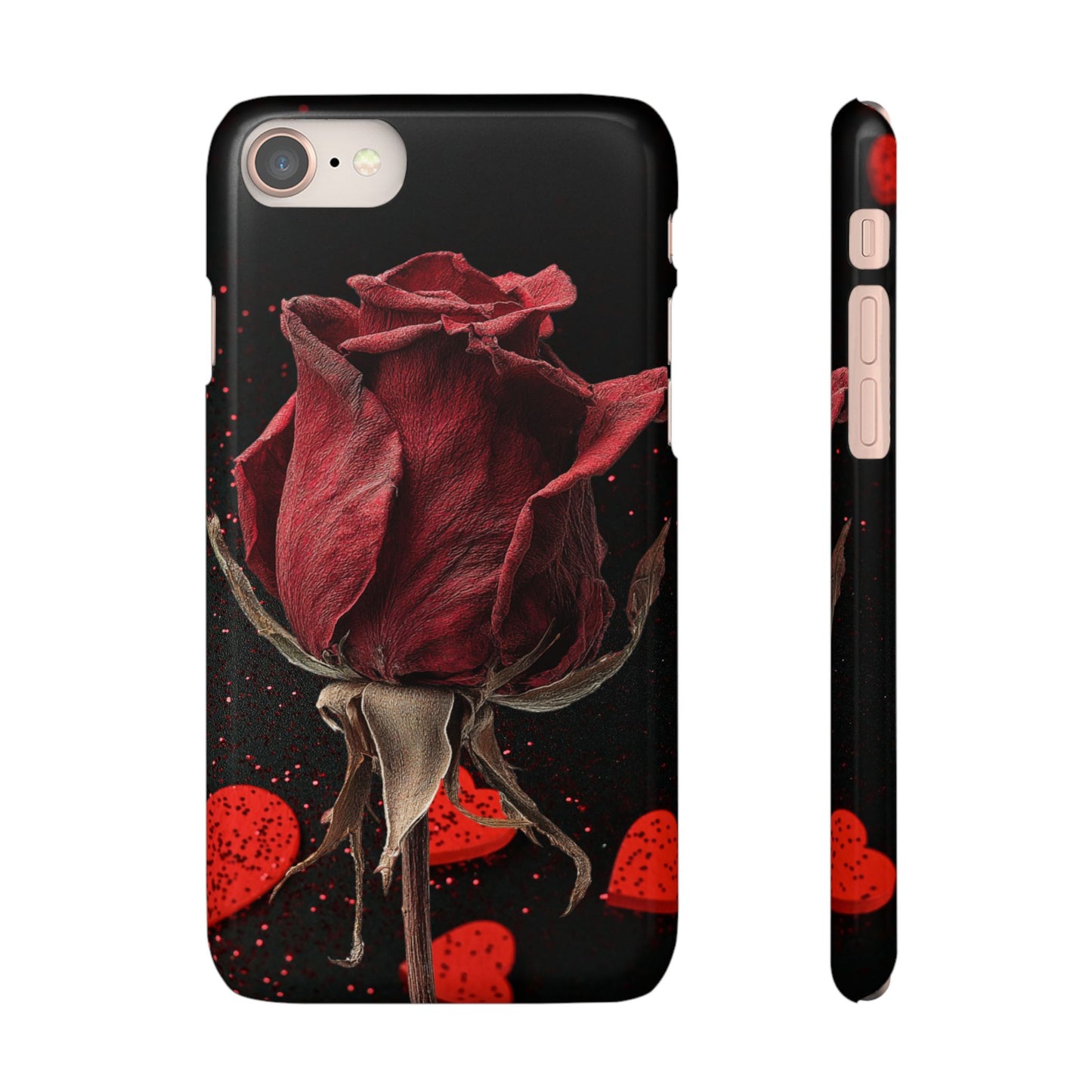 Romantic Rose Snap Case, Floral Phone Cover, Valentines Day Gift, Trendy Mobile Accessory, Heart Design Case, Elegant Phone Protector