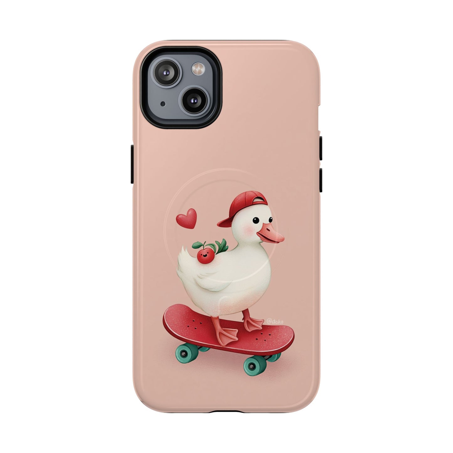 Duck Skateboard Magnetic Phone Case — Cute Pink Protective iPhone Cover