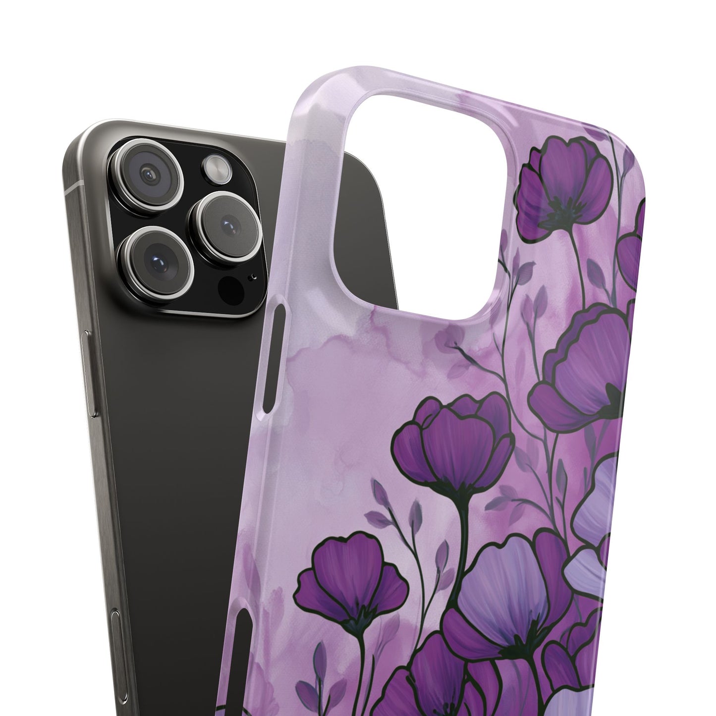 Purple Floral Phone Case – Violet Watercolor Poppy Snap Case