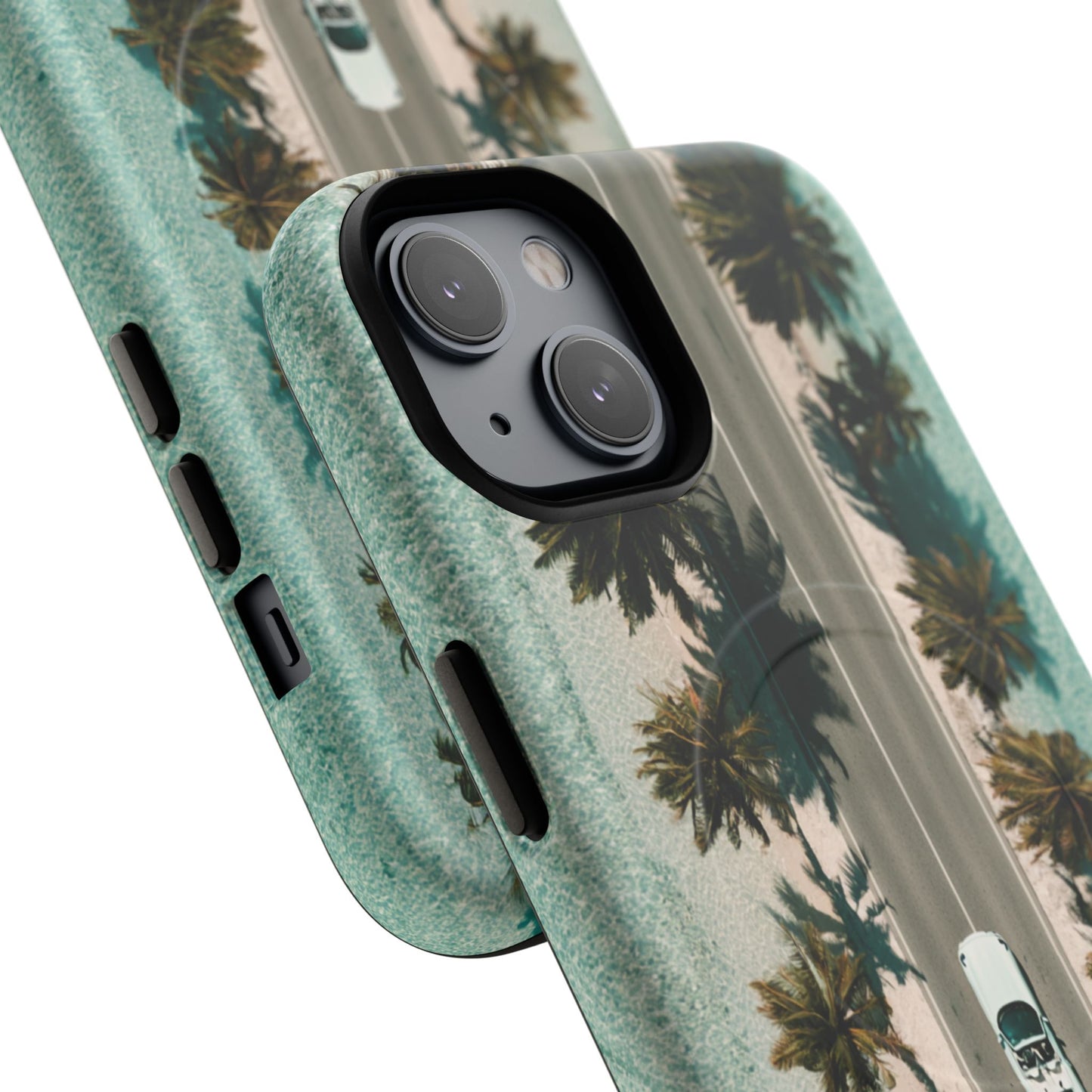 Palm Road Tough Magnetic Phone Case — Coastal Aerial Car Design