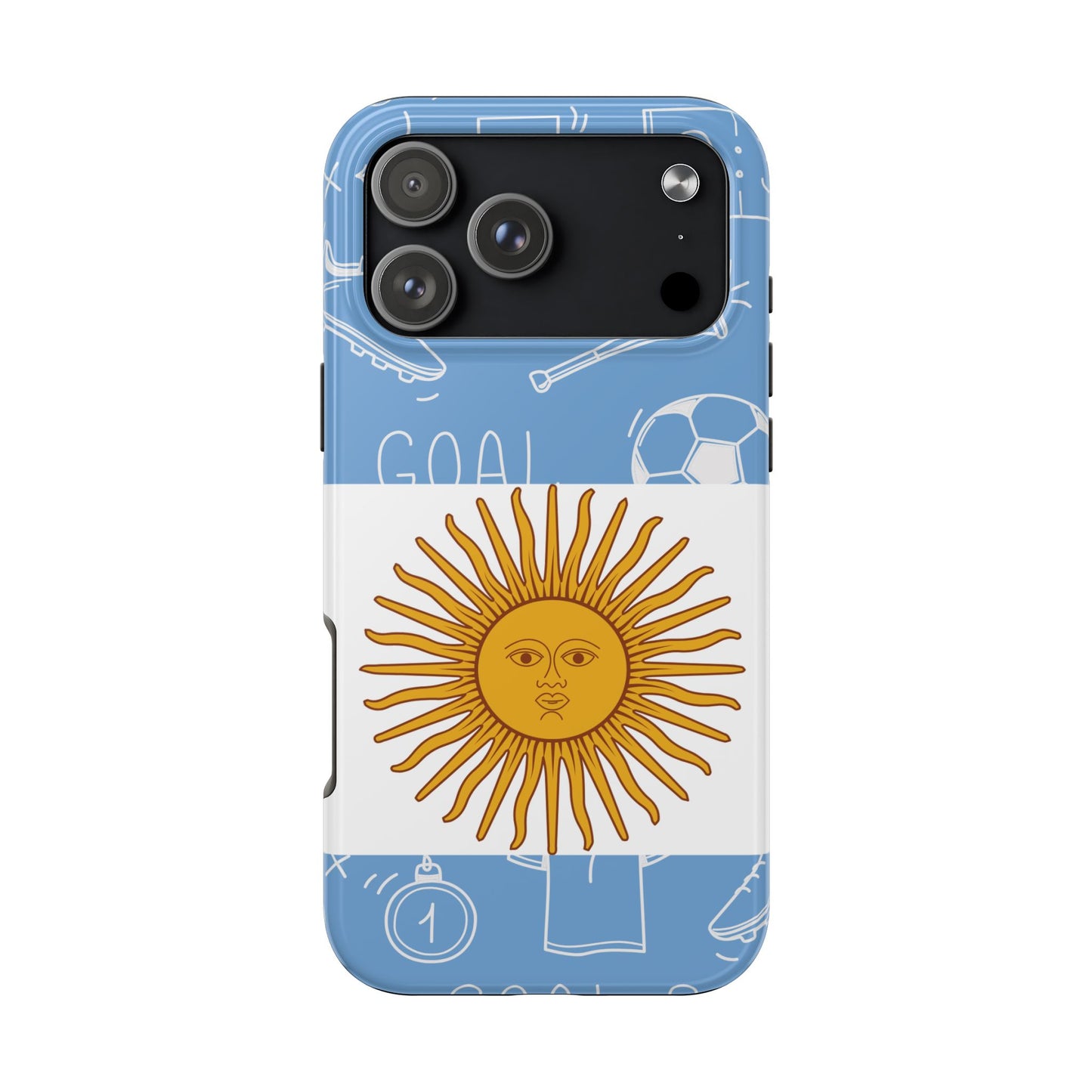Argentina Flag Tough Phone Case — Soccer Sun Design, Durable Protective Phone Cover