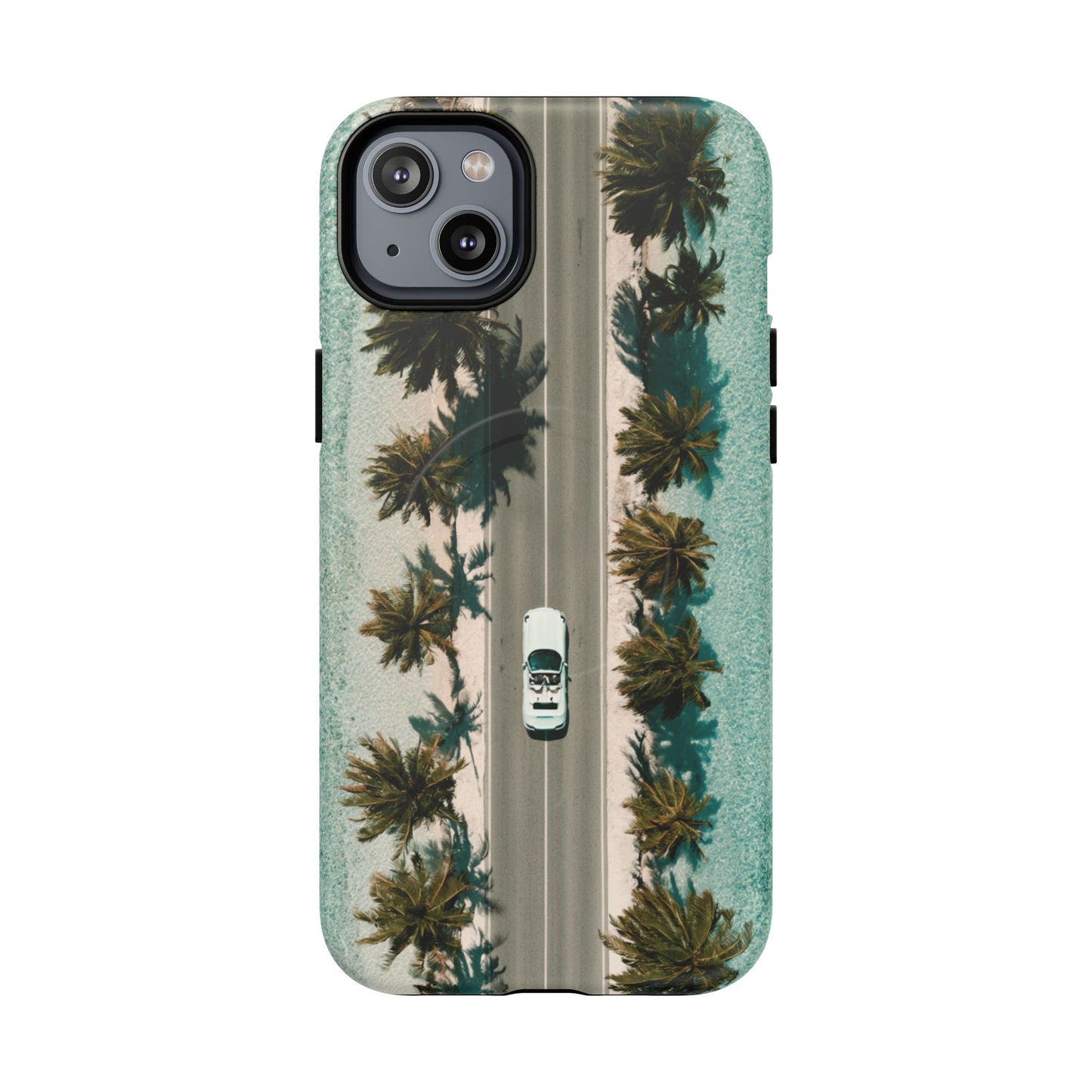 Palm Road Tough Magnetic Phone Case — Coastal Aerial Car Design